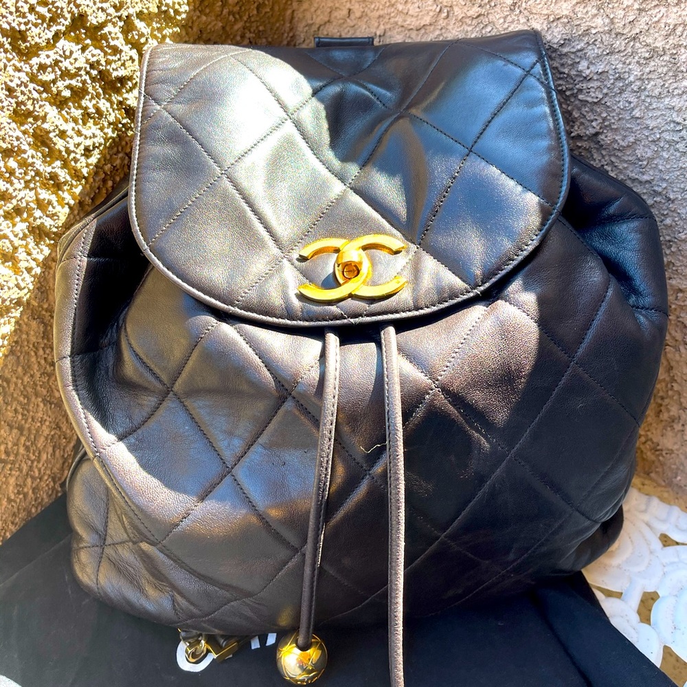 Vintage Chanel Backpack w/Lambskin Leather
